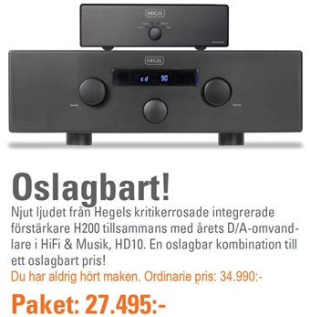 Hegel H200 + HD10 Combo - Int. förstärkare + D/A omvandlare
